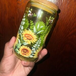 Glass Jar with Bamboo Lid and straw